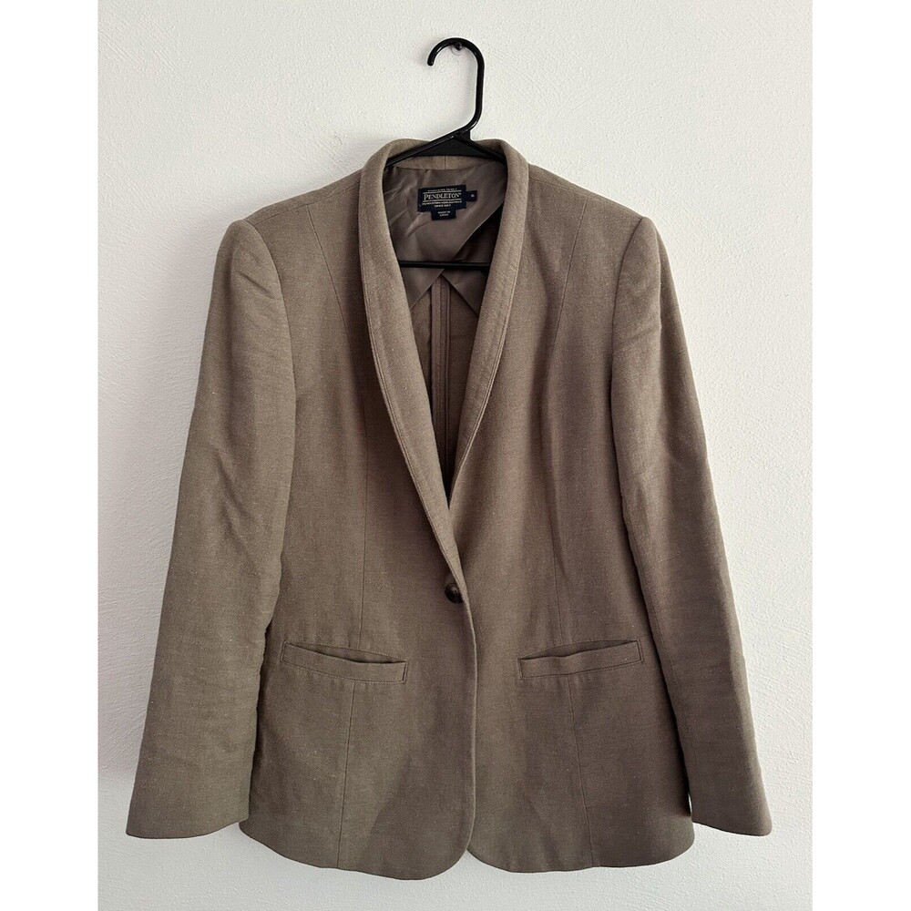 Pendleton Blazer Women Size 6 Beige Button Pockets